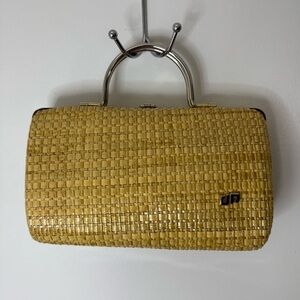 Pier Giorgio vintage, wicker, rattan, clamshell handbag, mid century modern